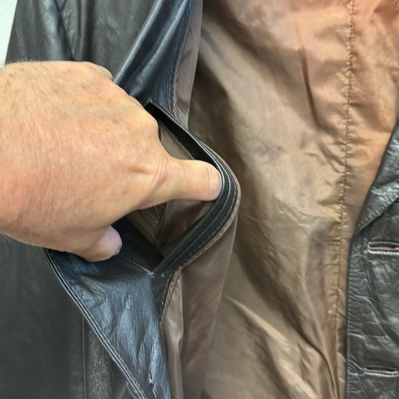 Rare vintage 70s calf leather 3 button down jacket large - Picture 8 of 11